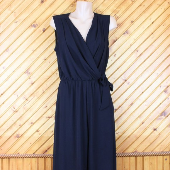 Eclipse Faux Wrap Jumpsuit Sash Waist Lined Small Black Sleeveless Formal D153 - Picture 8 of 9